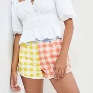 Farm Rio for Anthropologie Picnic Plaid Cotton Shorts - NWOT - Size Small